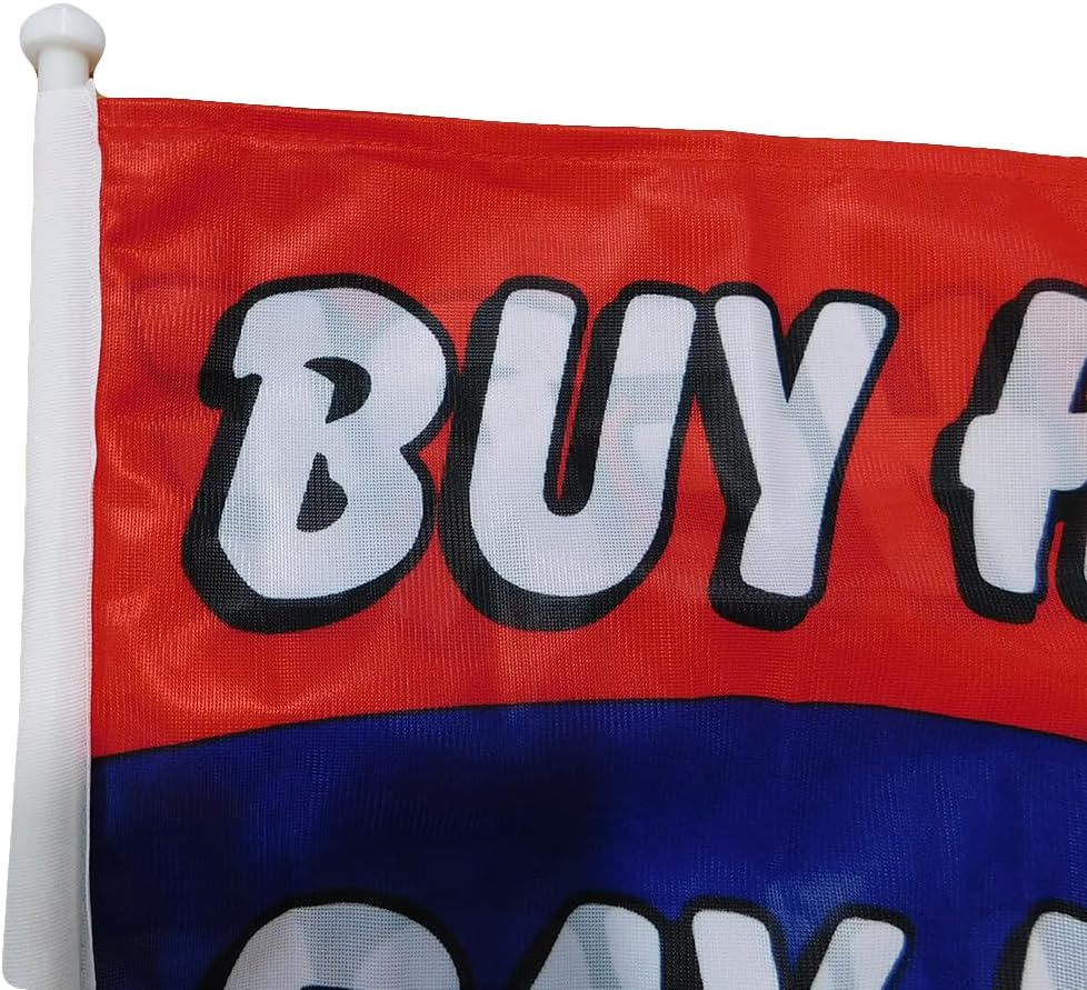 Wholesale Lot of 12 Buy Here Pay Here Red White Blue 12x18 12"x18" Rough Tex Knit Nylon 100D Double Sided Car Vehicle Flag
