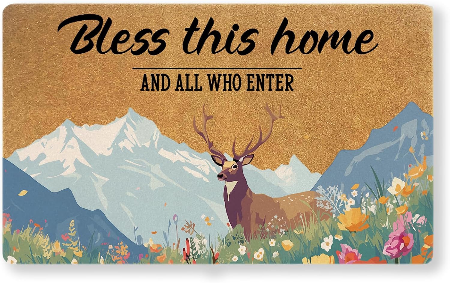 As for Me and My House Door Mat – 30×17″ Christian Welcome Mat with Bible Verse, Blessed Faux Coir Non-Slip Indoor & Outdoor Entry Rug, Durable Dirt-Trapping, Housewarming