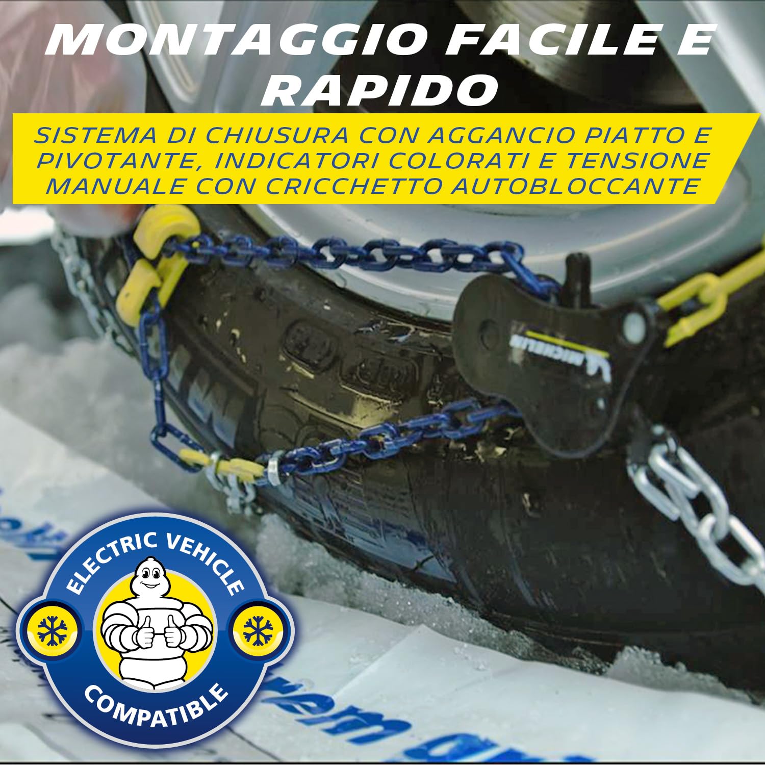 MICHELIN Catene da Neve Extrem Grip Automatic 130 9mm Maglie Rombo ABS ESP Montaggio Rapido