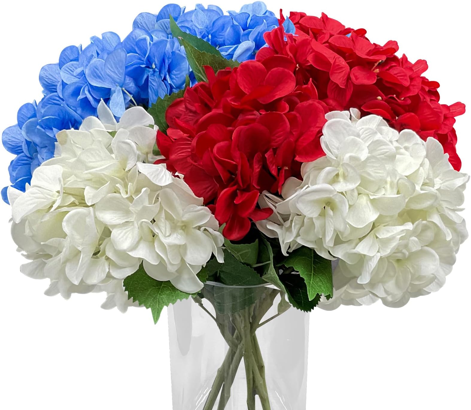 JIFTOK 30PCS (5 Bouquets) Hydrangea Artificial Flowers for 4th of July Decorations, USA Flag Fake Flowers for Fourth of July Decorations, 4th of July Decorations for Home Outdoor Party Door Wreath