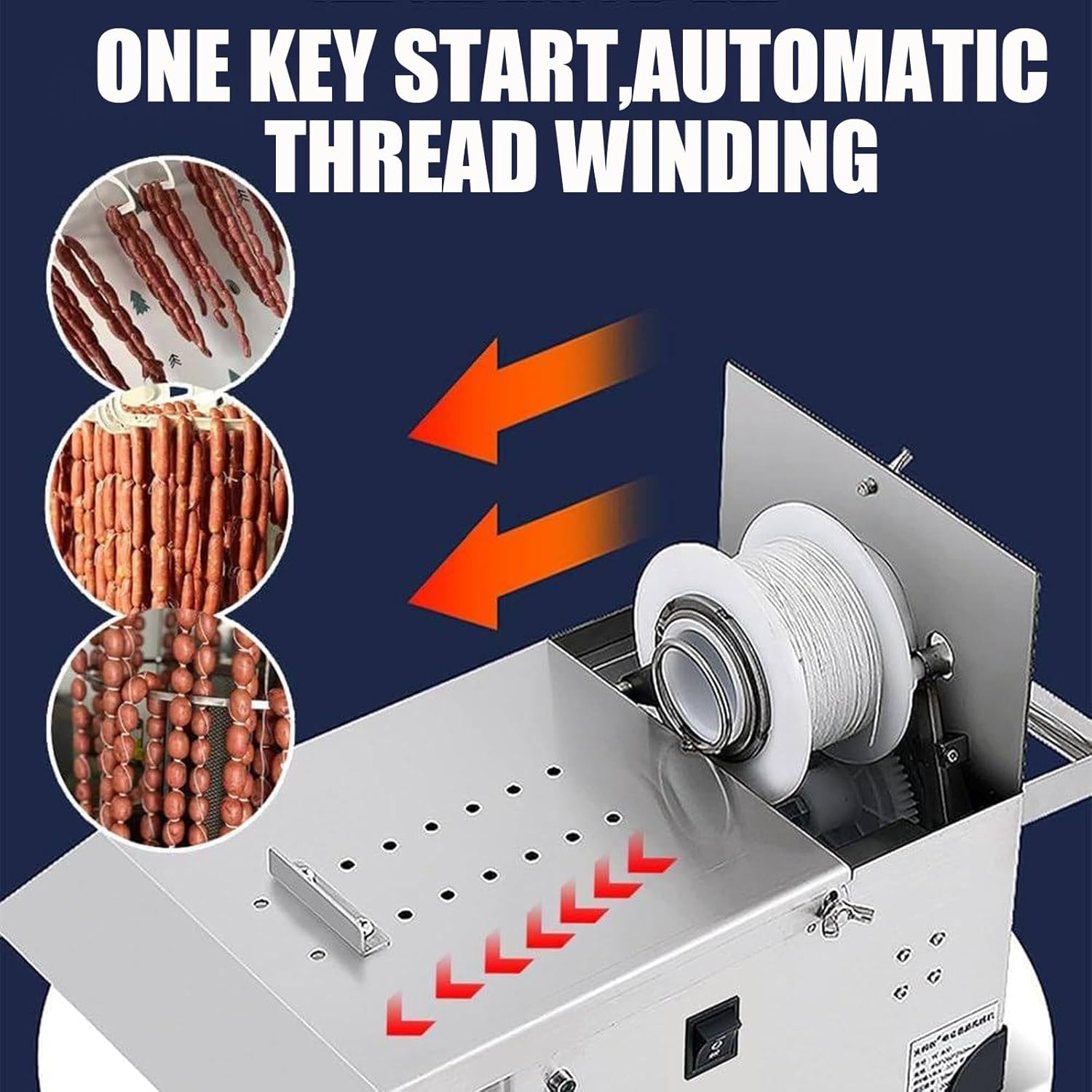 Food Grade Stainless Steel 200W Electric Sausage Tying Machine, Effortless Automatic Knotting Tool for Commercial Household Kitchen Processing Non winding electric version