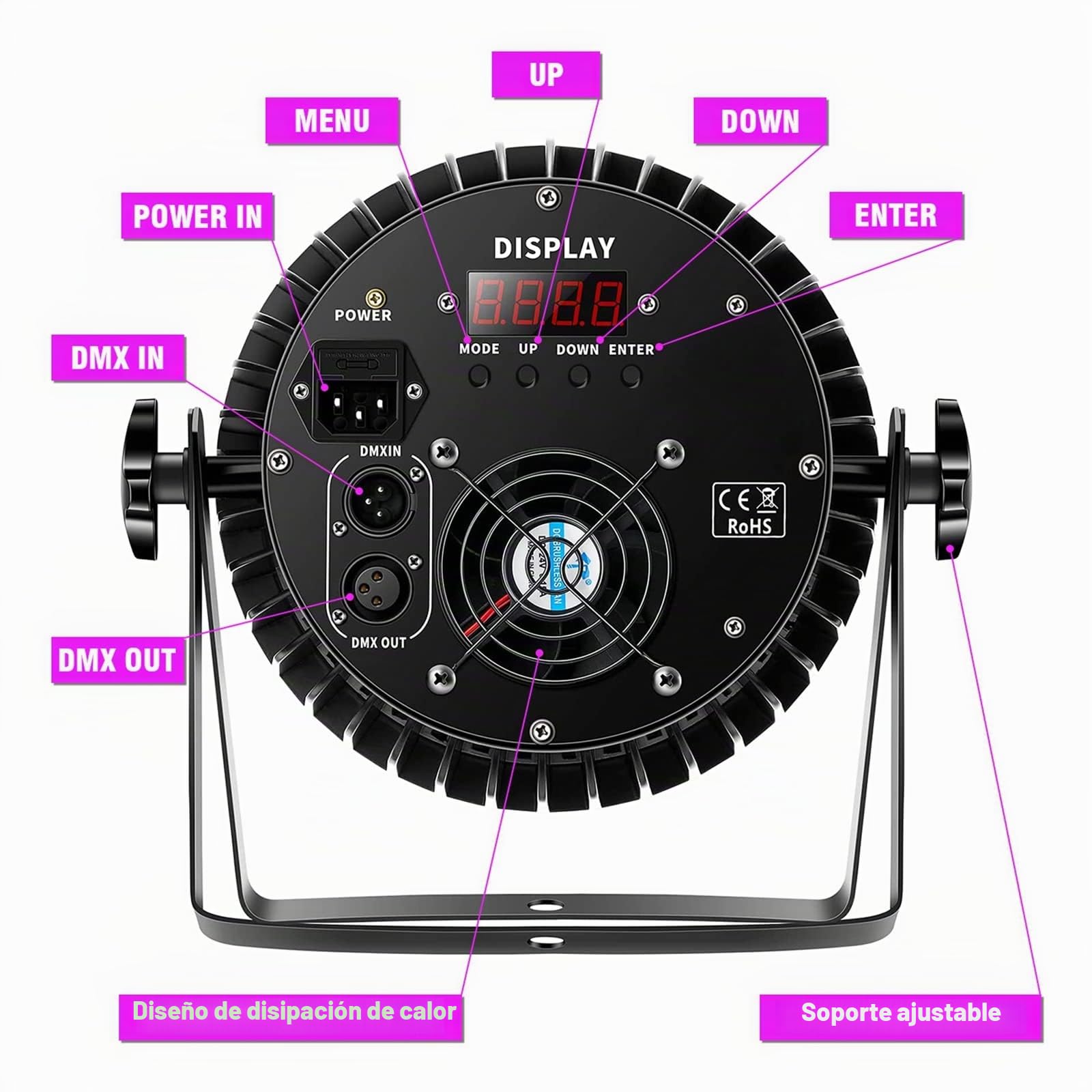 180W par led UV luz negra 18 * 10W RGB DMX512 focos led escenario luces de discoteca para fiestas Aotu/Sound para fiestas bar Navidad Halloween bodas