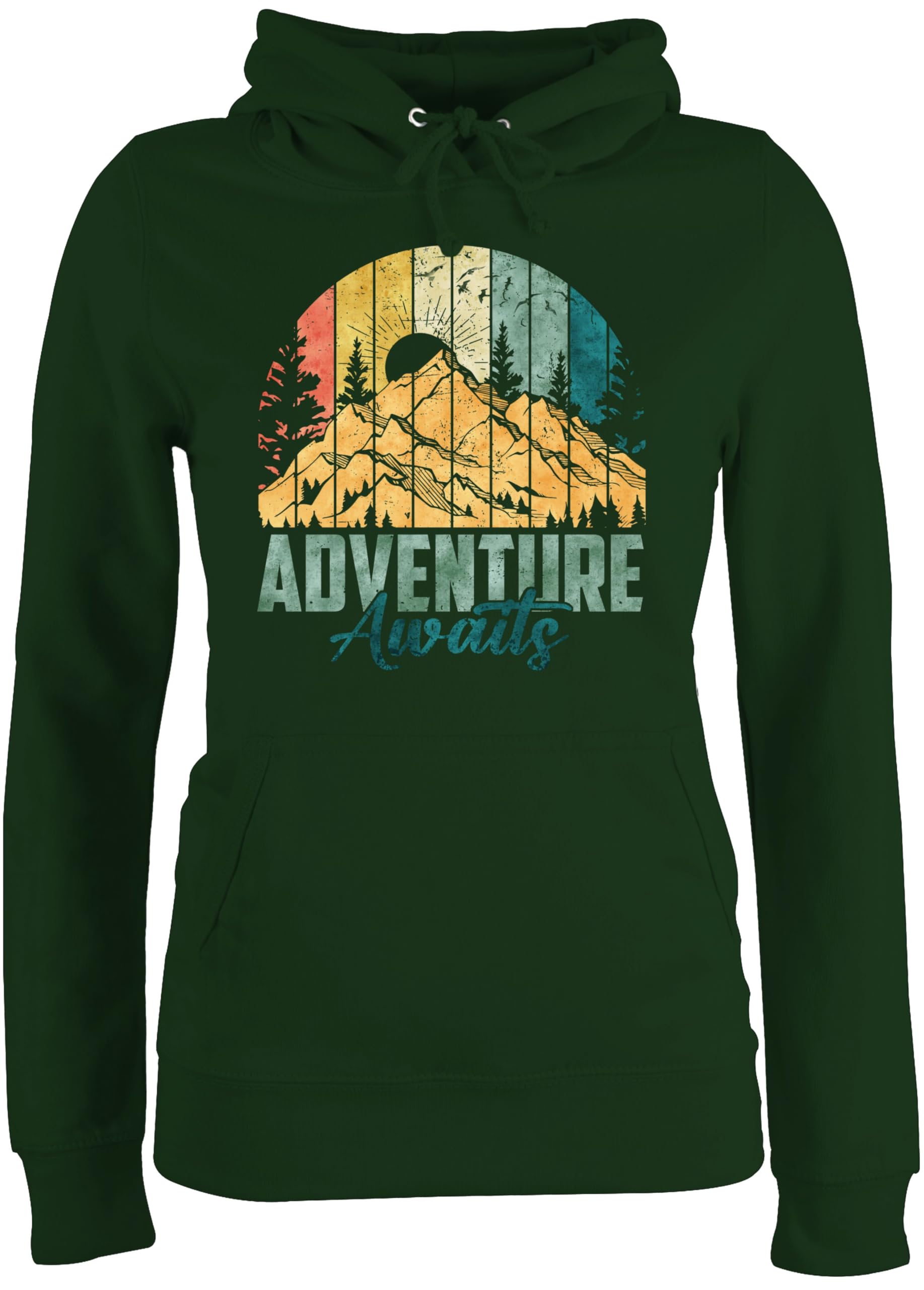 Shirtracer - Pullover Damen Hoodie Frauen - Adventure Awaits Berge Geschenk Wanderer I Wandern Geschenkidee Wanderlust I Outdoor Geschenk Outdoorfans I Hiking