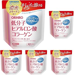 オリヒロ 低分子ヒアルロン酸 コラーゲン 袋タイプ 180g グルコサミン セラミド (× 5)