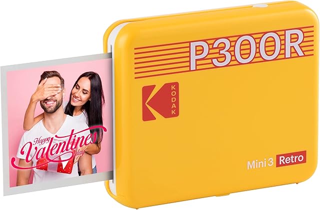 Kodak Mini 3 Retro Portable Photo Printer, Compatible with iOS, Android & Bluetooth Devices, Real Photo: (3x3), 4Pass Technology & Laminating Process, Print Higest Quality Photos - Yellow