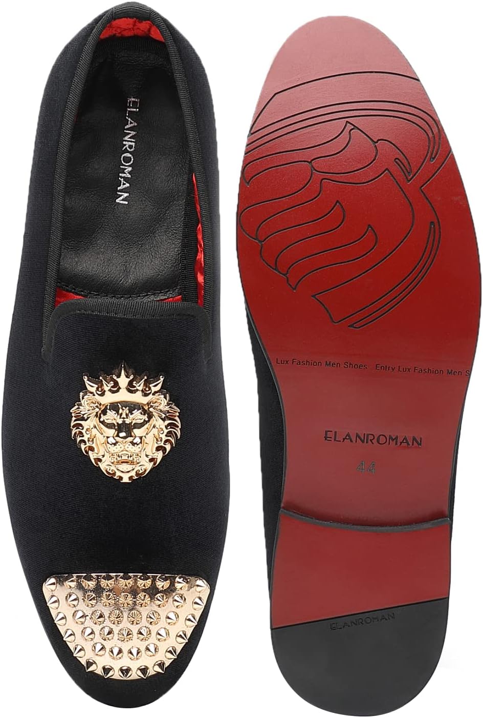 ELANROMAN Men's Loafers Gold Buckle Wedding Party Prom Velvet Dress Shoes - Image 5