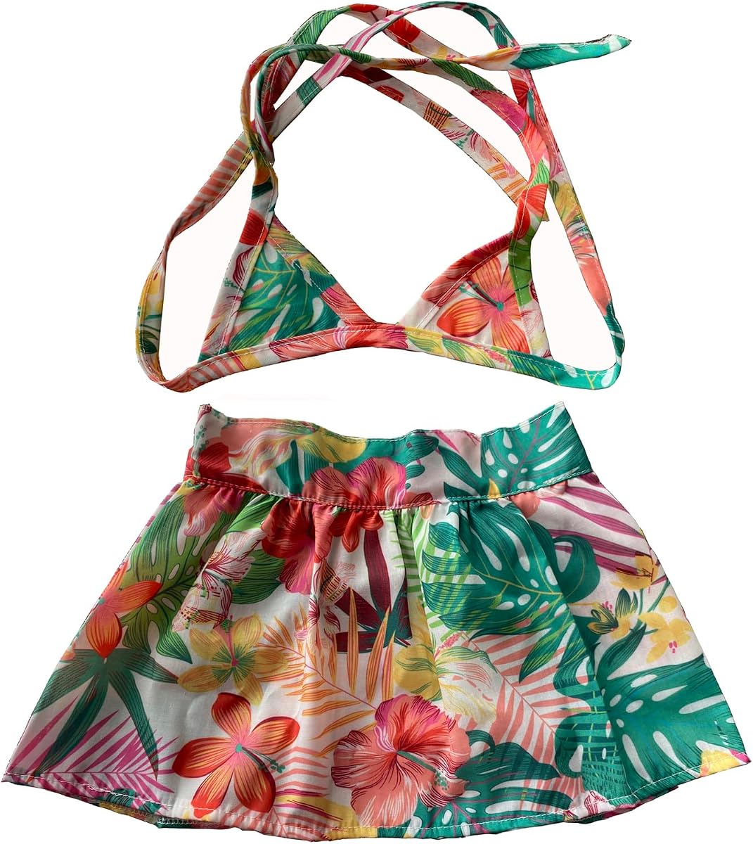Dog Floral Dress Pet Summer Swimming Suit Puppy Bikini Costume | floral bikini suit for medium large dogs, pet swimming top & skirt, waist girth M 15.7'', L 19.7'', XL 23.6'', XXL 27.6''
