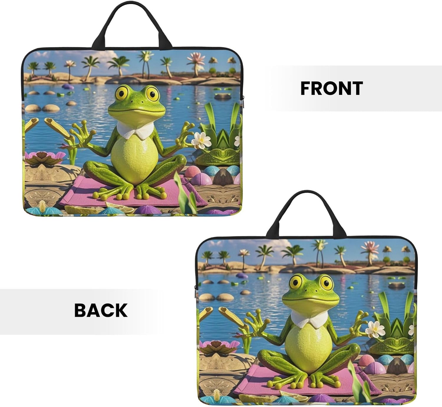 360 Protective Laptop Case 14 inch, Funny Yoga Frog Laptop Sleeve with Handle Shockproof Computer Bag Waterproof Traveling Computer Cover Notebook Case Briefcase Gifts for Men Women image 3