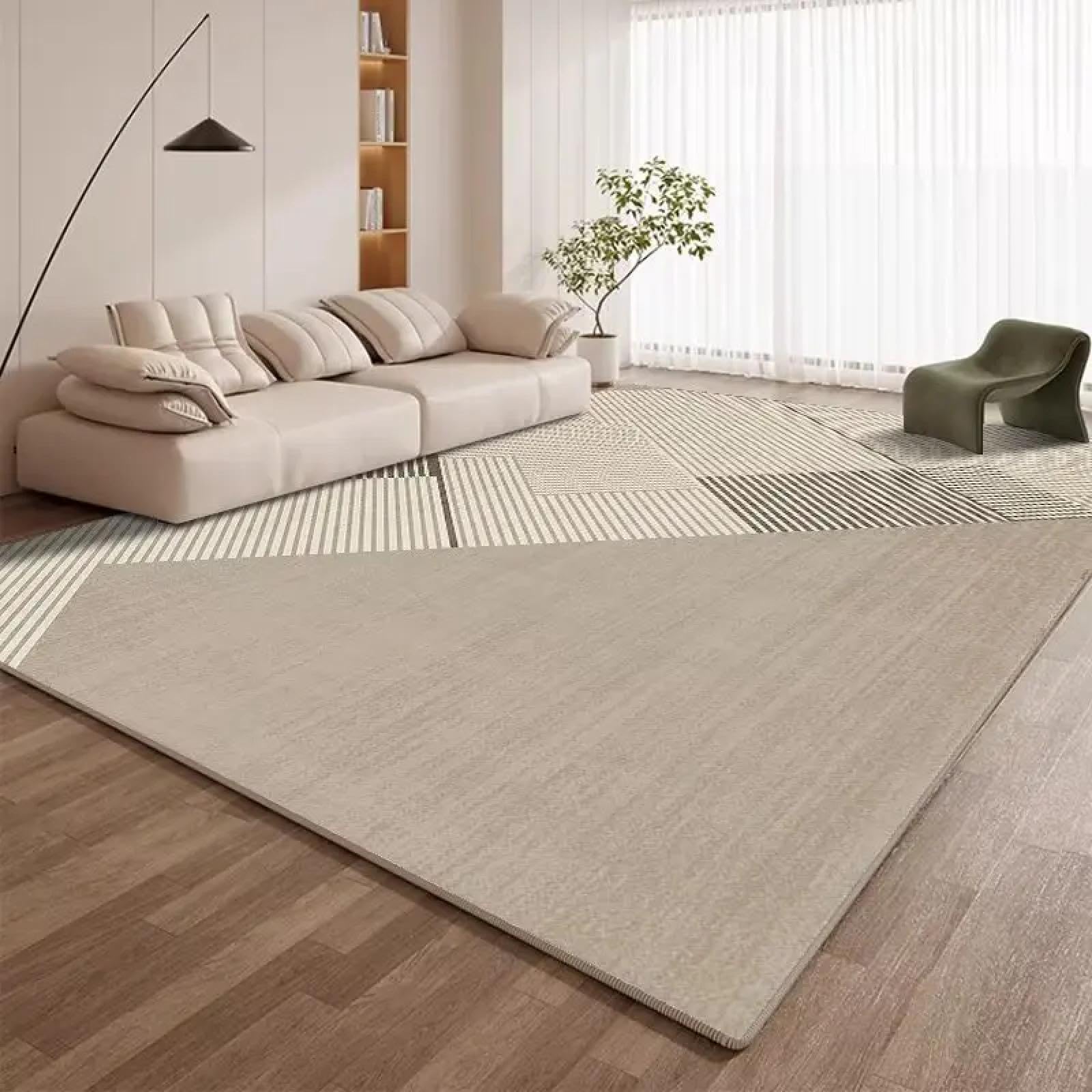 Tapis géométrique lavable et antidérapant pour grand salon et chevet