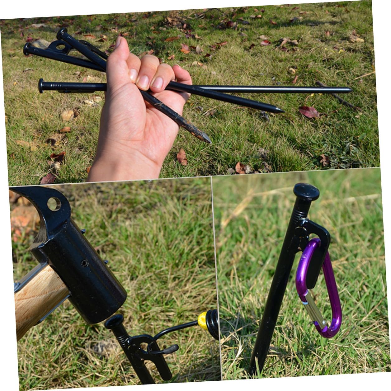 10pcs Heavy Duty Camping Tent Pegs Metal Ground Stakes with Storage Bag 30cm Black Tent Stakes for Outdoor Shelter Fixation