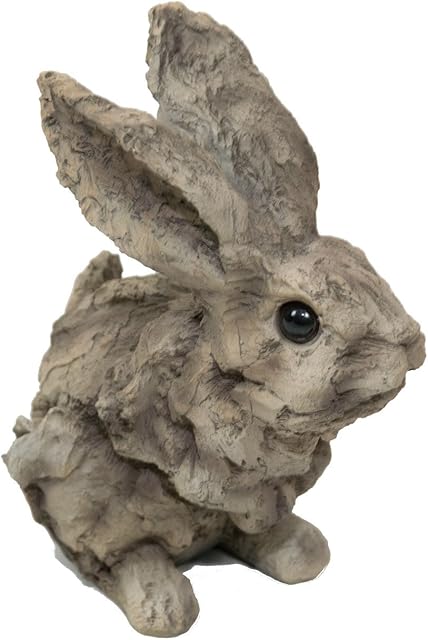 Brown & Ginger Flopsy Turvy Garden Friends - Wood Effect Garden Sculptures (Tom Bunny)