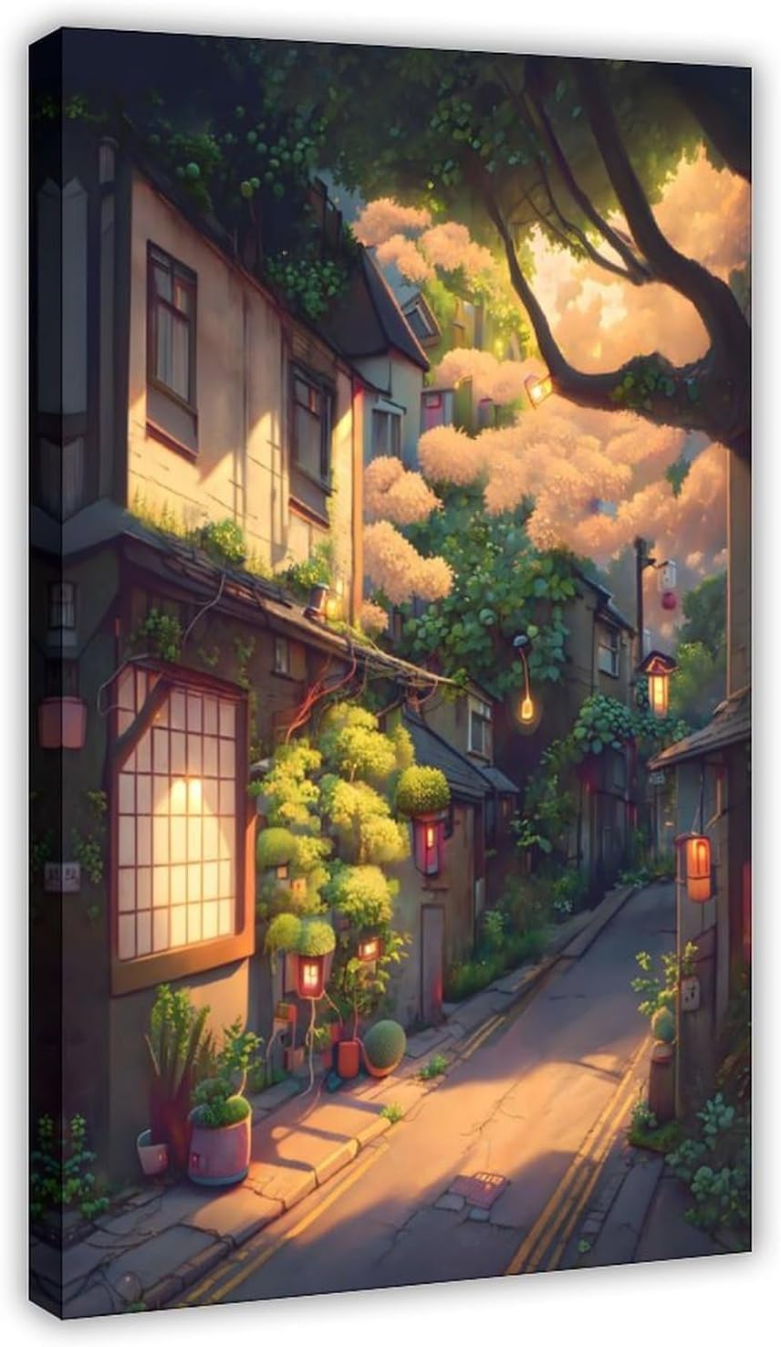 Shady Street Canvas Poster Wall Art Decor Print Picture Paintings for Living Room Bedroom Decoration Frame: Frame:20x30inch(50x75cm)