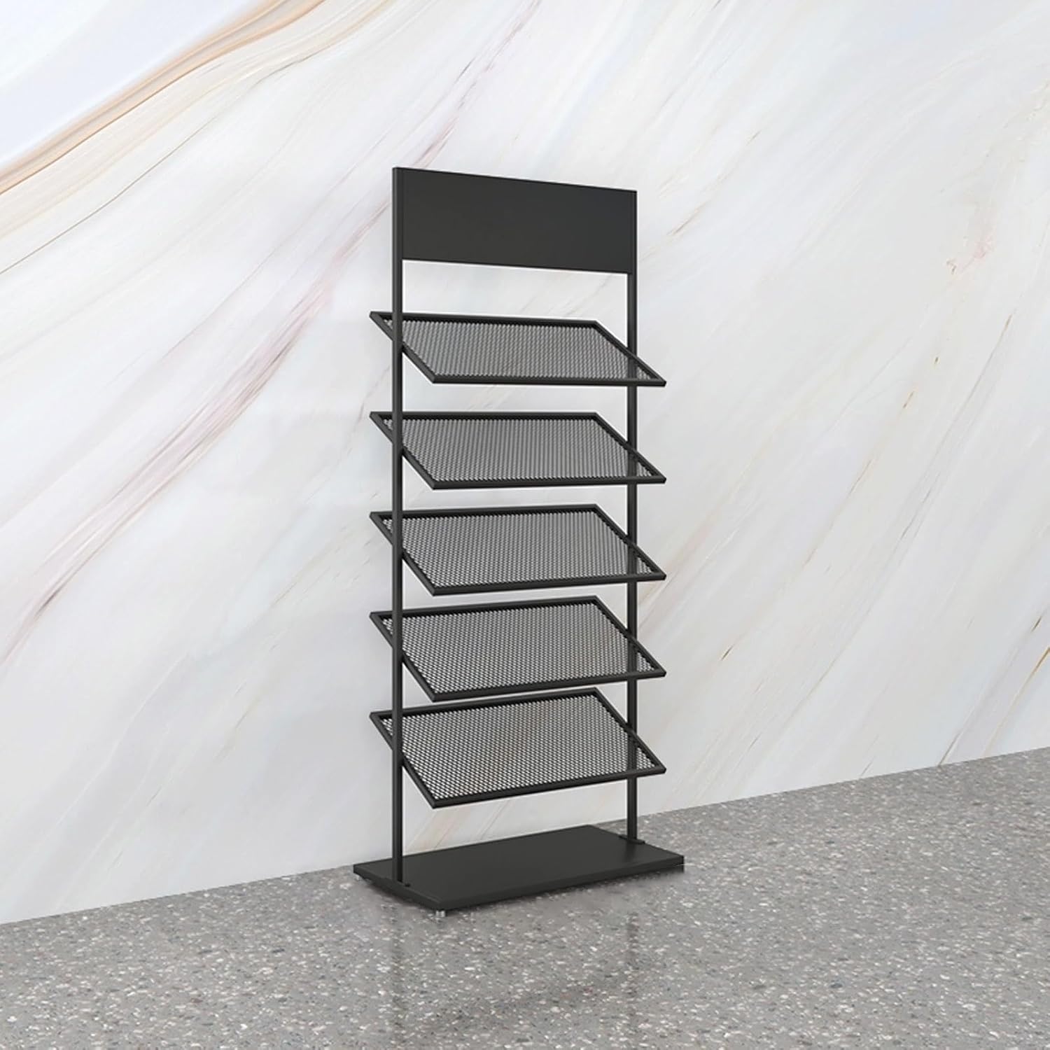 Metal Floor Tile Display Stand, standing floor Floor Sample Holder for Retail, Marble Slab Display Rack, Building Material Shelf, sample organizer holder for Exhibition Hall(Black,67*35*150cm)