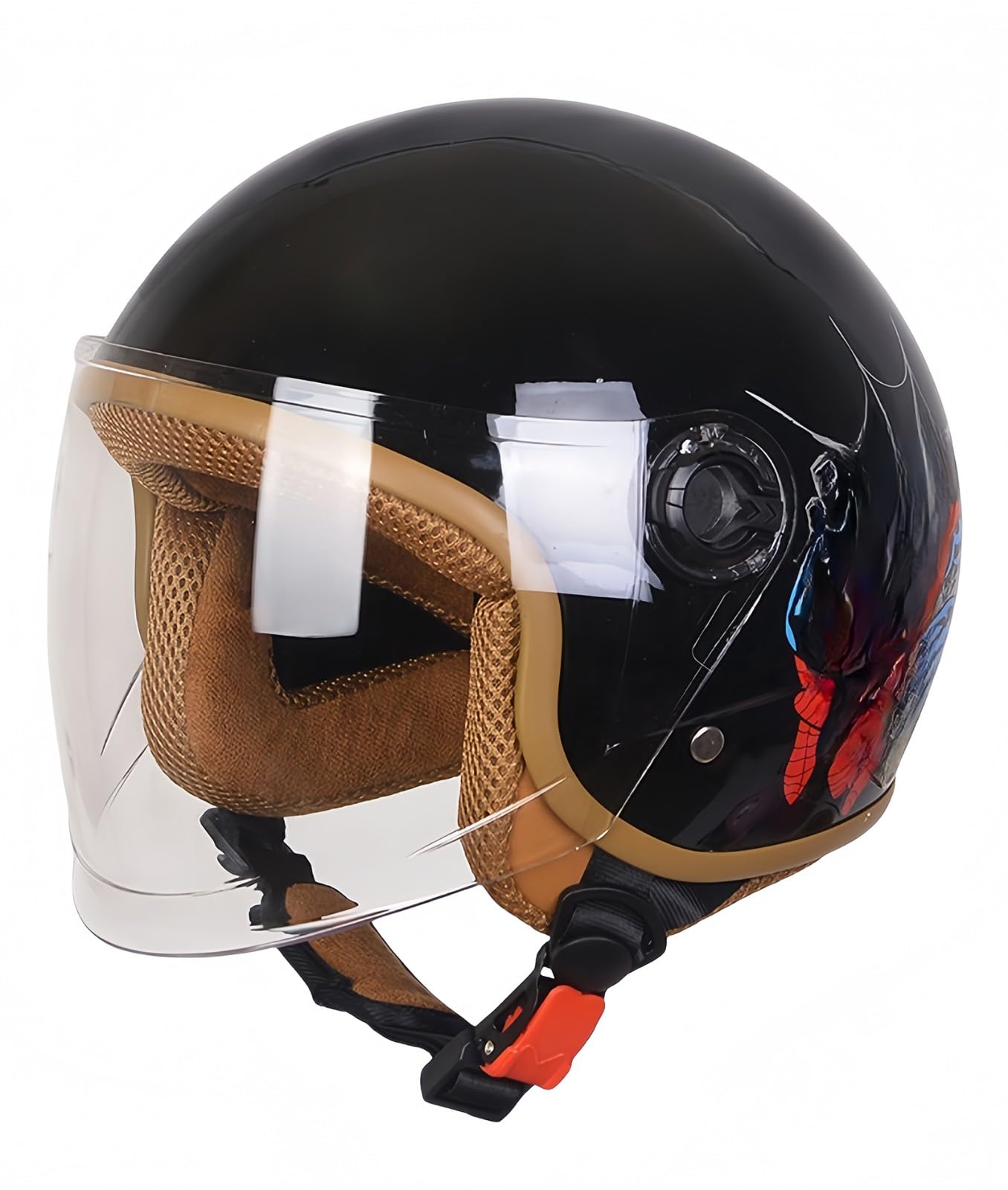 Kask motocyklowy dziecięcy, moda vintage 3/4 kask dziecięcy z wizjerem, certyfikat ECE dla chłopców i dziewcząt w wieku 5-12 lat