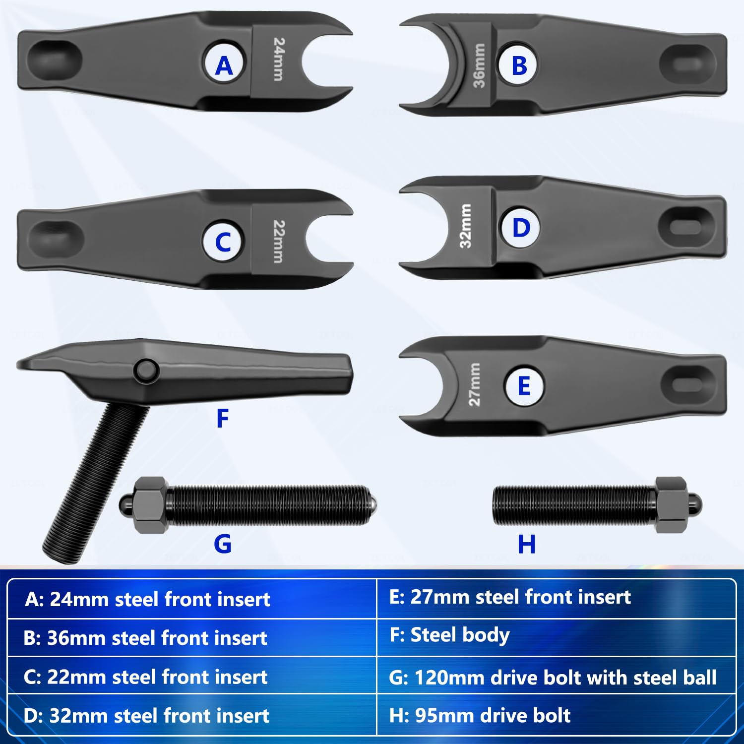ZKTOOL Ball Joint Separator Kit Heavy Duty Control Arms Steering Knuckles Tie Rod Ends Remover Tool Compatible with BMW/Benz/Land Rover,with Adjustable Jaw 22mm 24mm 27mm 31mm 36mm