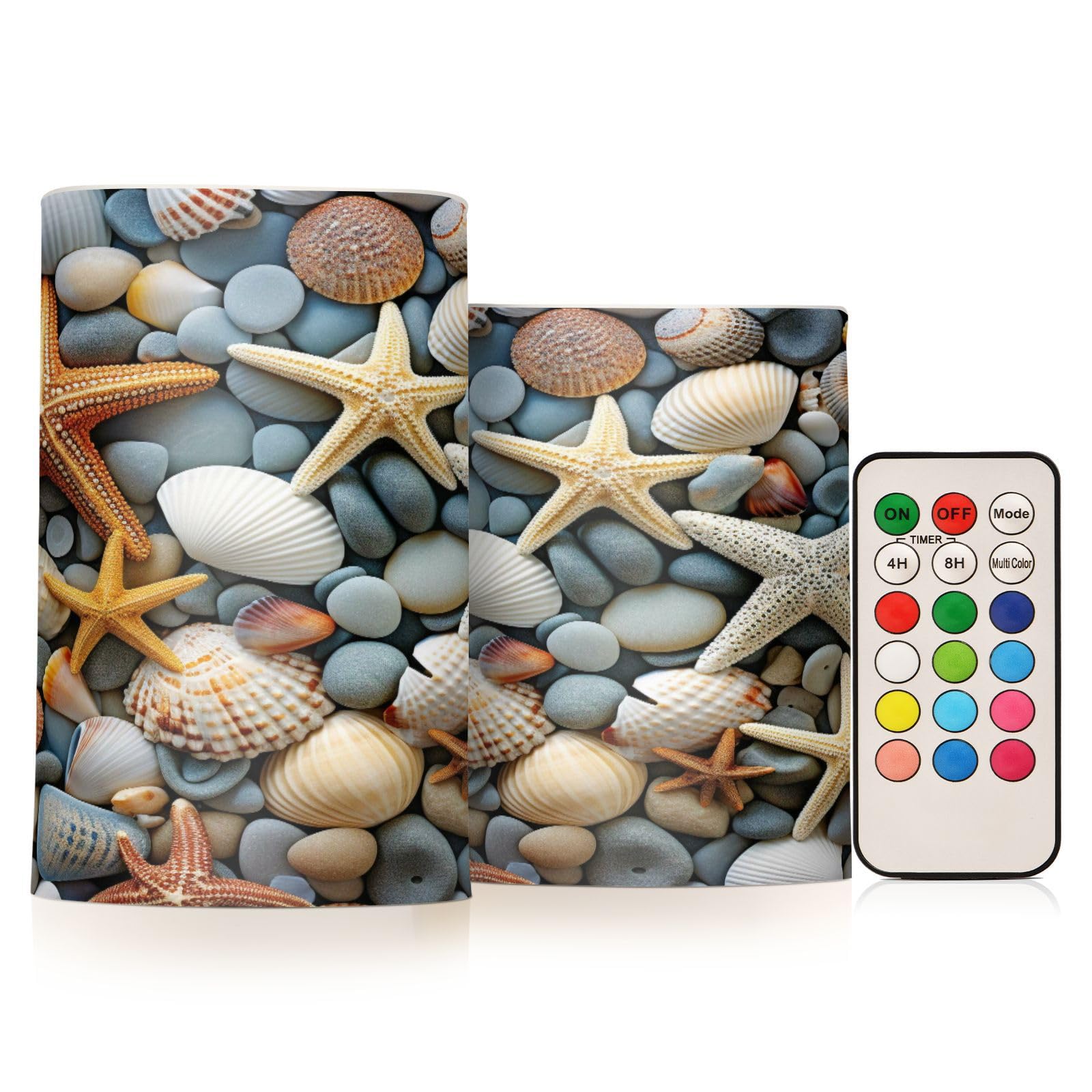 ALAZA Starfish (3) Flickering Flameless Candles Battery Operated with Remote Timer,Tea Light Candles LED Pillar Votive Candles Set of 2 for Outdoor Indoor Decorations