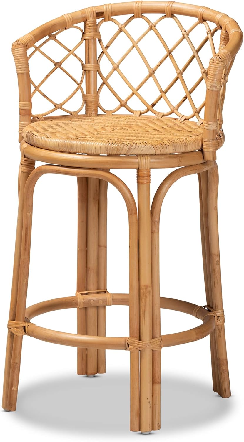 bali & pari Orchard Modern Bohemian Natural Rattan Counter Stool