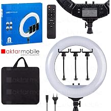 LED Ring Light 18 in  45 cm Profesyonel St dyo I , 480 LED, Ta ma  antas , 3 Telefon Tutucu, Kumanda, Siyah
