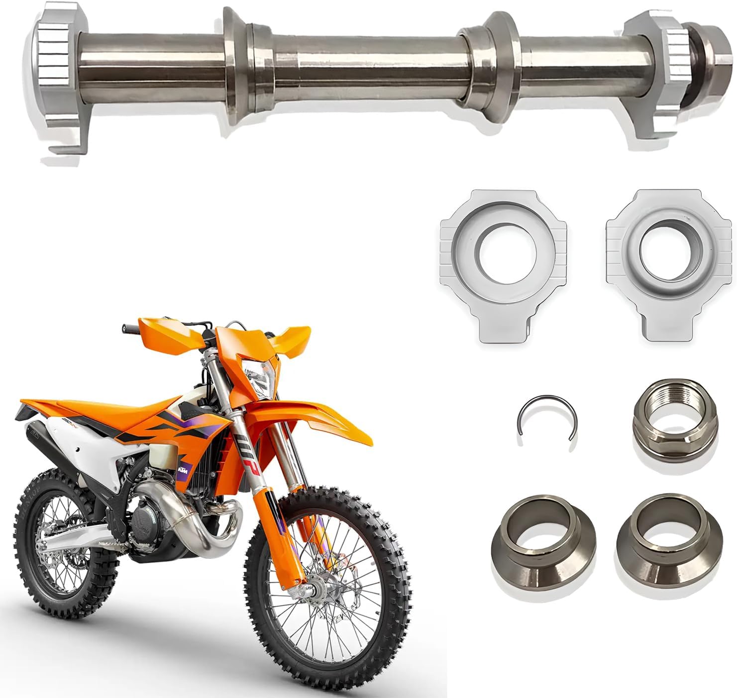 POWERPARTS Rear Spindle & Nut Kit Rear Axle Set for KTM, HUSQVARNA & GASGAS - Replaces OEM Part 77310085044 | 50310085044
