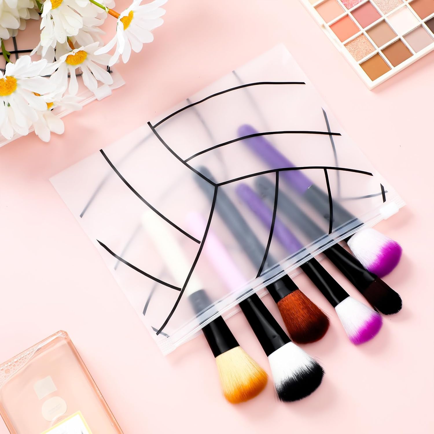 50 Pieces Makeup Bag Bulk Waterproof Cosmetic Bags Eva Pencil Case Pouch Travel Toiletry Bag with Zippers for Women Players Teams(Red,Volleyball) - Image 7