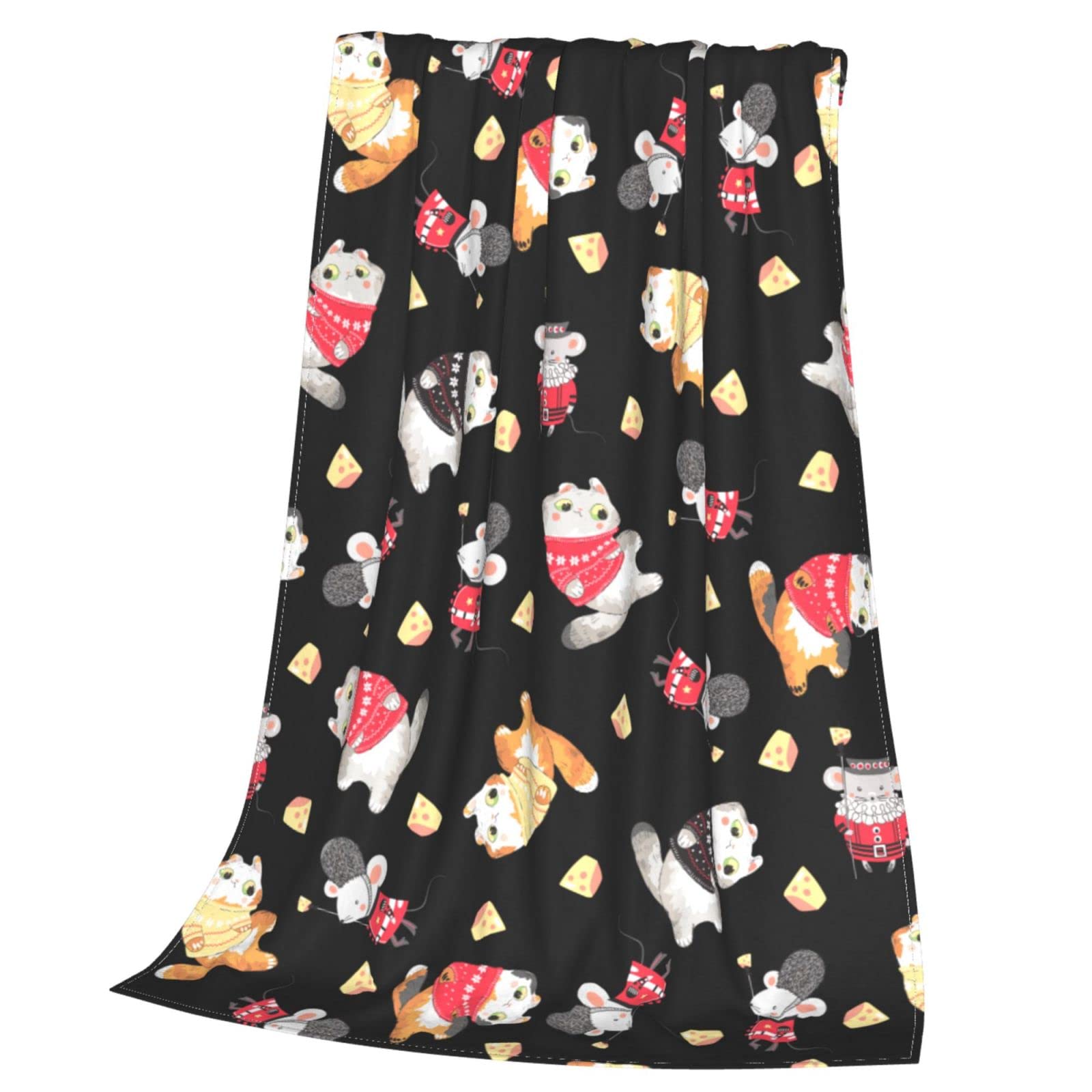 Coperta in pile con topi e gatti divertenti, per letto, divano, coperta in pile, leggera, morbida e accogliente, 127 x 101,6 cm
