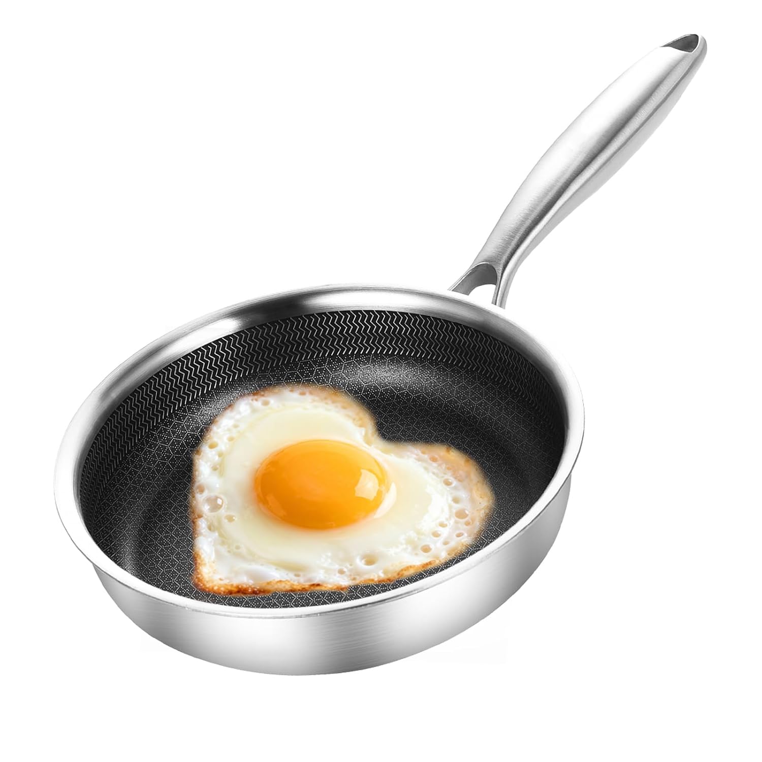 DELARLO 8 inch Tri-Ply Stainless Steel Omelette Pans Nonstick Frying Pan 8 Small Egg Pan Durable Chefs Pan