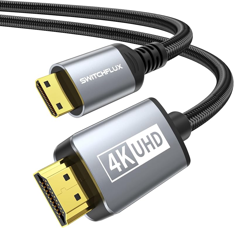 Mini HDMI to HDMI Cable 10FT, 4K@60Hz High Speed HDMI 2.0 Cord | [Aluminum Shell, Nylon Braided] for Camera, Camcorder, Tablet, Laptop, Graphics/Video Card, Raspberry Pi Zero