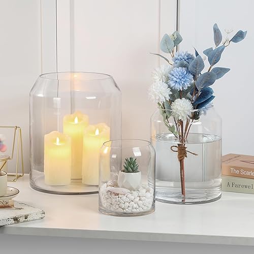 Miniatura 5 de Jarrón grande de cristal escandinavo hecho a mano de 7 pulgadas de alto y 6 pulgadas de ancho, florero de cristal para ramo, jarrón de vidrio