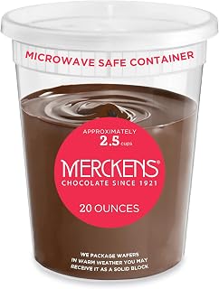KIDU Merckens Dark Chocolate Michrowaveable Melting Wafers 20 Ounces Bulk Container Perfect For Dipping, Deserts, Baking And More