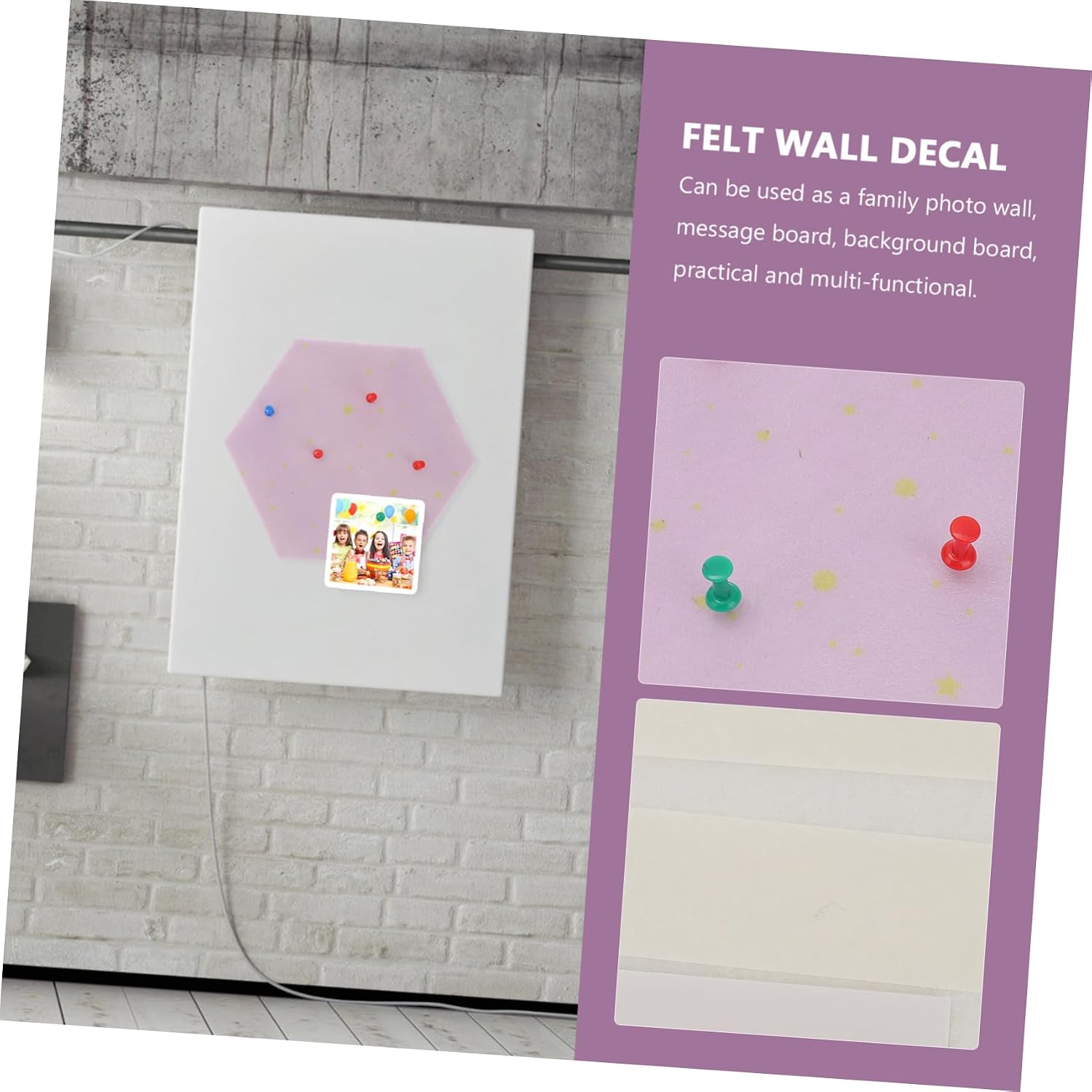 Hexagon Shape Wall Decor Felt Wall Sticker Set Self-Adhesive for DIY Photo Display