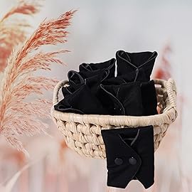 Asenappy 10 pcs Black Color with Black Snaps Reusable Sanitary Pads - Cloth Sanitary Pads | Light Incontinence Pads | Reusable Menstrual Pads (10pcs-M-Black)