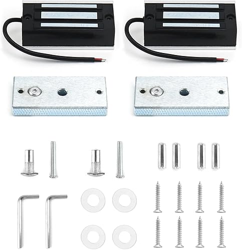 Miniatura 7 de QWORK Cerradura magnética eléctrica, paquete de 2 unidades de 132.3 lbs 130 libras de fuerza de retención magnética eléctrica para sistema de