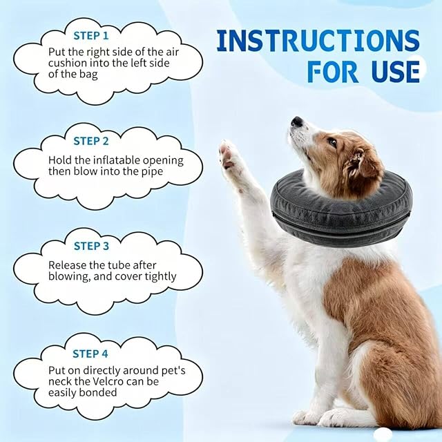 Foto 7 de 7 de Collarín inflable para perro, collar de perro ajustable, protección contra fugas