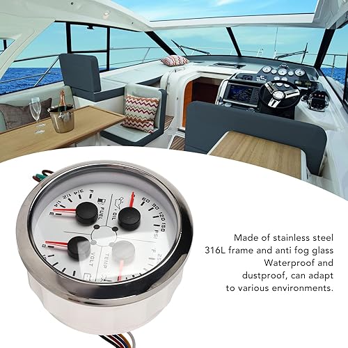 Miniatura 3 de Calibre multifunción 4 en 1, voltímetro de 3.346in, nivel de combustible, presión de aceite, medidor de temperatura de agua, impermeable DC 9 a 32