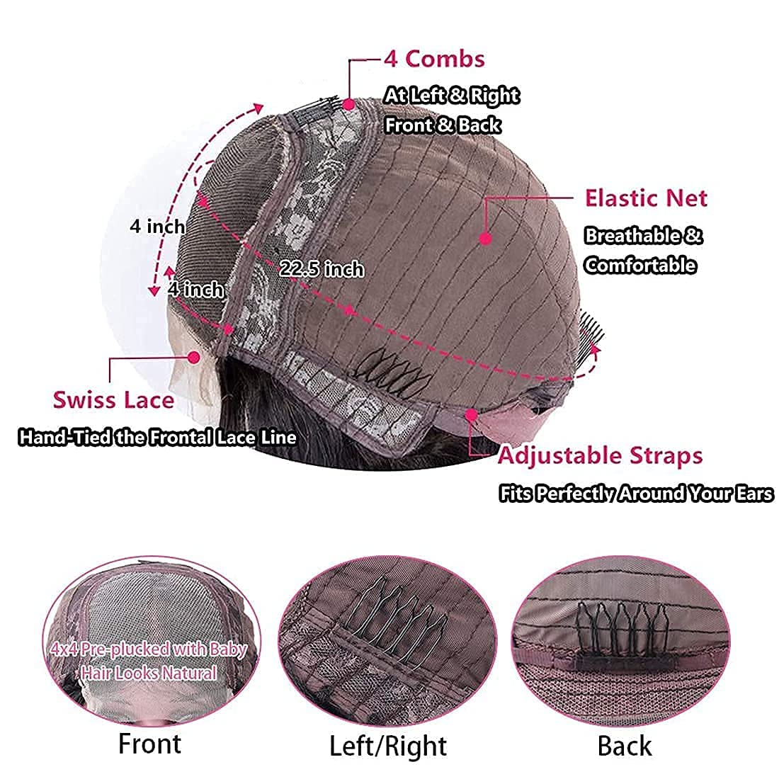 Amazon.com: Lace Front Wigs Human Hair Glueless Wigs for Black Women 4x4  Body Wave Lace Closure Wigs Human Hair Pre Plucked 150% Denisty with Baby  Hair Natural Color Wig (18Inch Body wig) :