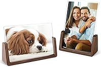 Mixoo 4x6 Picture Frames 2 Pack - Rustic Walnut Wood Tabletop Frames with Shatterproof Acrylic, Horizontal & Vertical Display