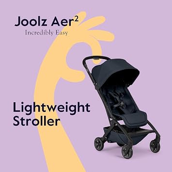 Joolz Aer2 Lightweight Travel Stroller + Cot Bundle Newborn to Toddler, Ultra-Compact One-Hand Fold, Airplane Friendly, Lie-Flat Comfort - Dark Navy Blue