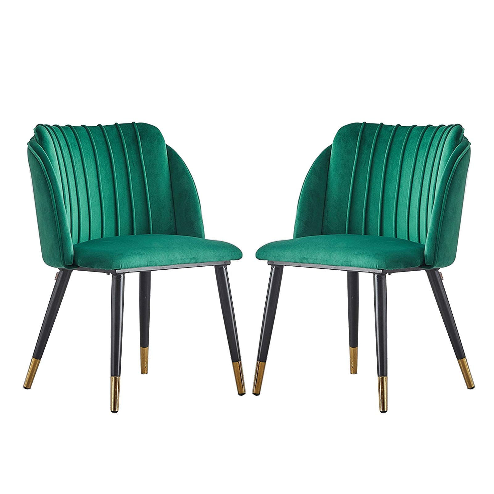 SJIALEN 2pcs Kitchen Dining Chairs,for Dining Room Hotel Office Lounge Chair Soft Padded Seat and Backrest Golden Velvet Chair Kitchen Chair (Color : Green)