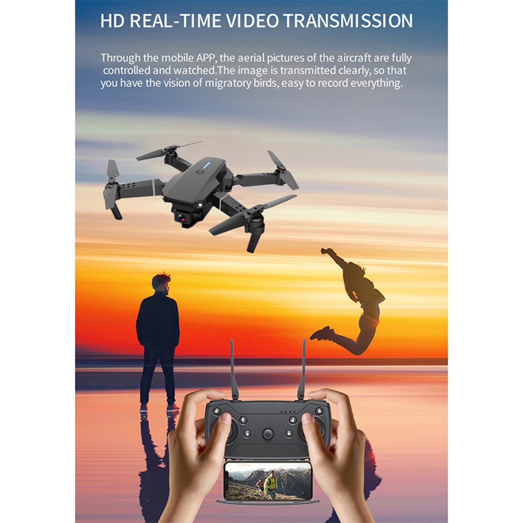 2X E88 WiFi FPV Drone con Grandangolare 4K HD Dual Camera Pieghevole Altitude Hold RC Quadcopter Profesional Drones
