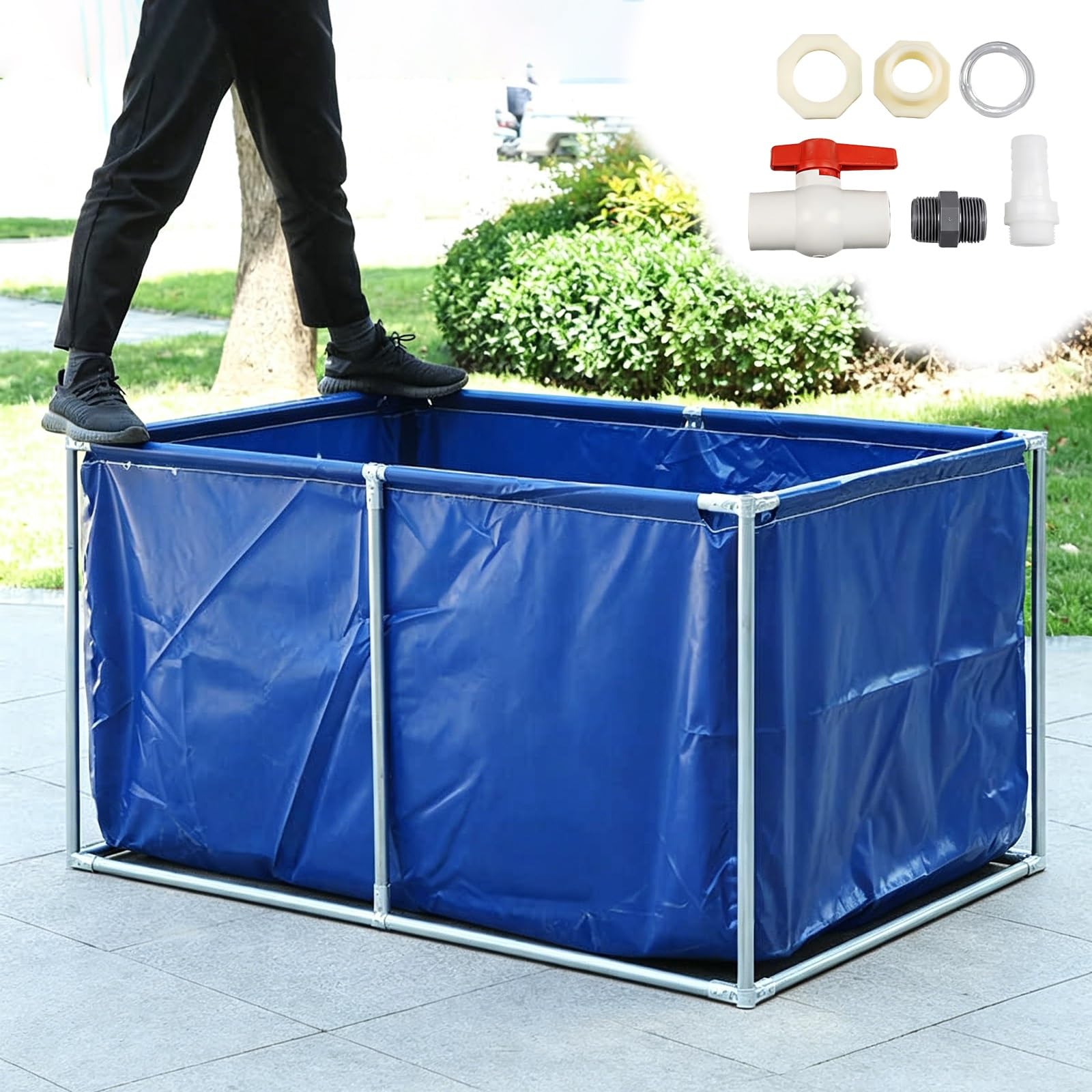 Piscina Desmontable con Marco Piscina sobre El Suelo para Patio Trasero para Adultos, Tanque De Agua Rectangular con Estructura De Acero Inoxidable/Acuario Exteriores(1.2x1x0.8m(253 gal/960 L))