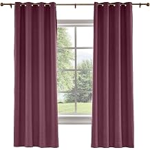 Drapifytex Extra Wide Antique Bronze Grommet Drapery Faux Linen Room Darkening Curtain 50 Inches Width by 96 Inches Length, Bedroom Panel Living Room Panel, Plum