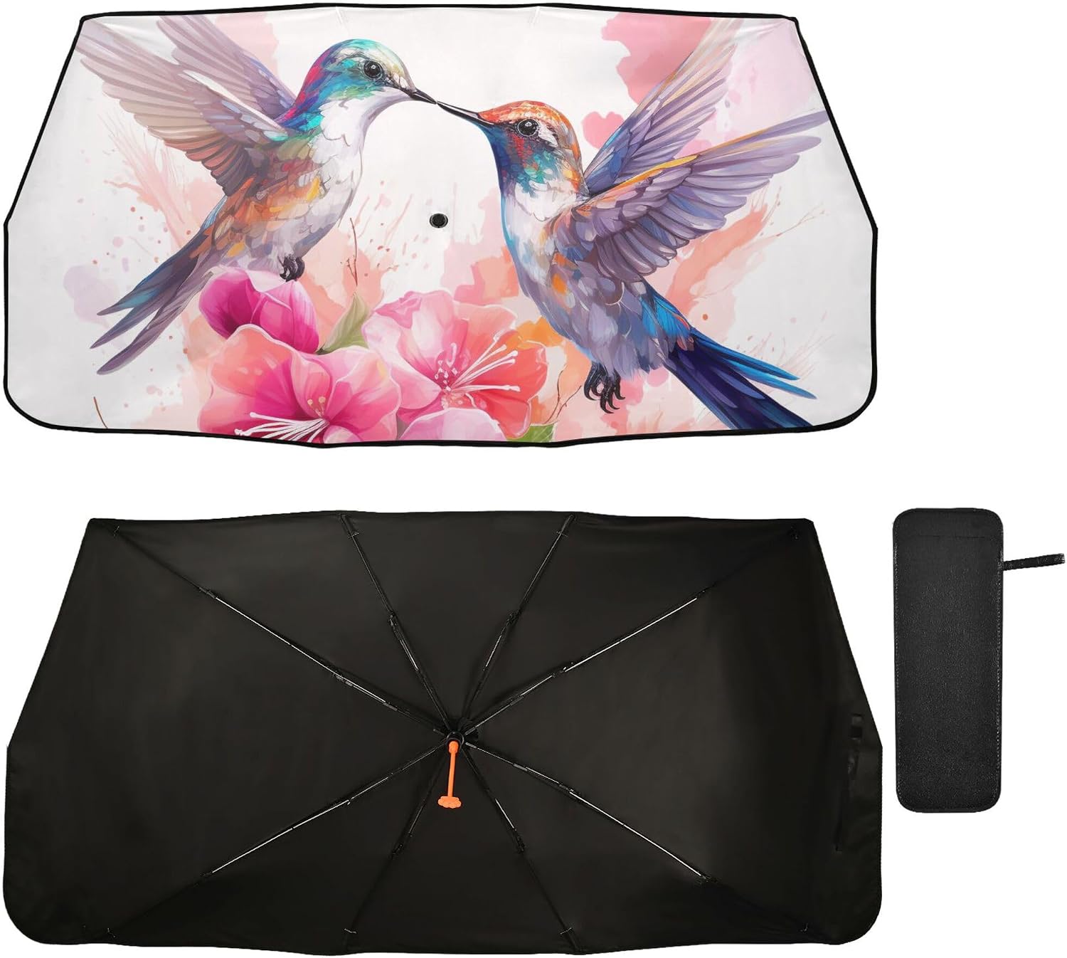 Car Umbrella Sun Shade Cover, Hummingbird Umbrella Sun Shade for Car Truck Window Front Windshield, Blocks UV Rays Sun Visor Protector Sun Heat Reflector to Keep Your Vehicle Cool