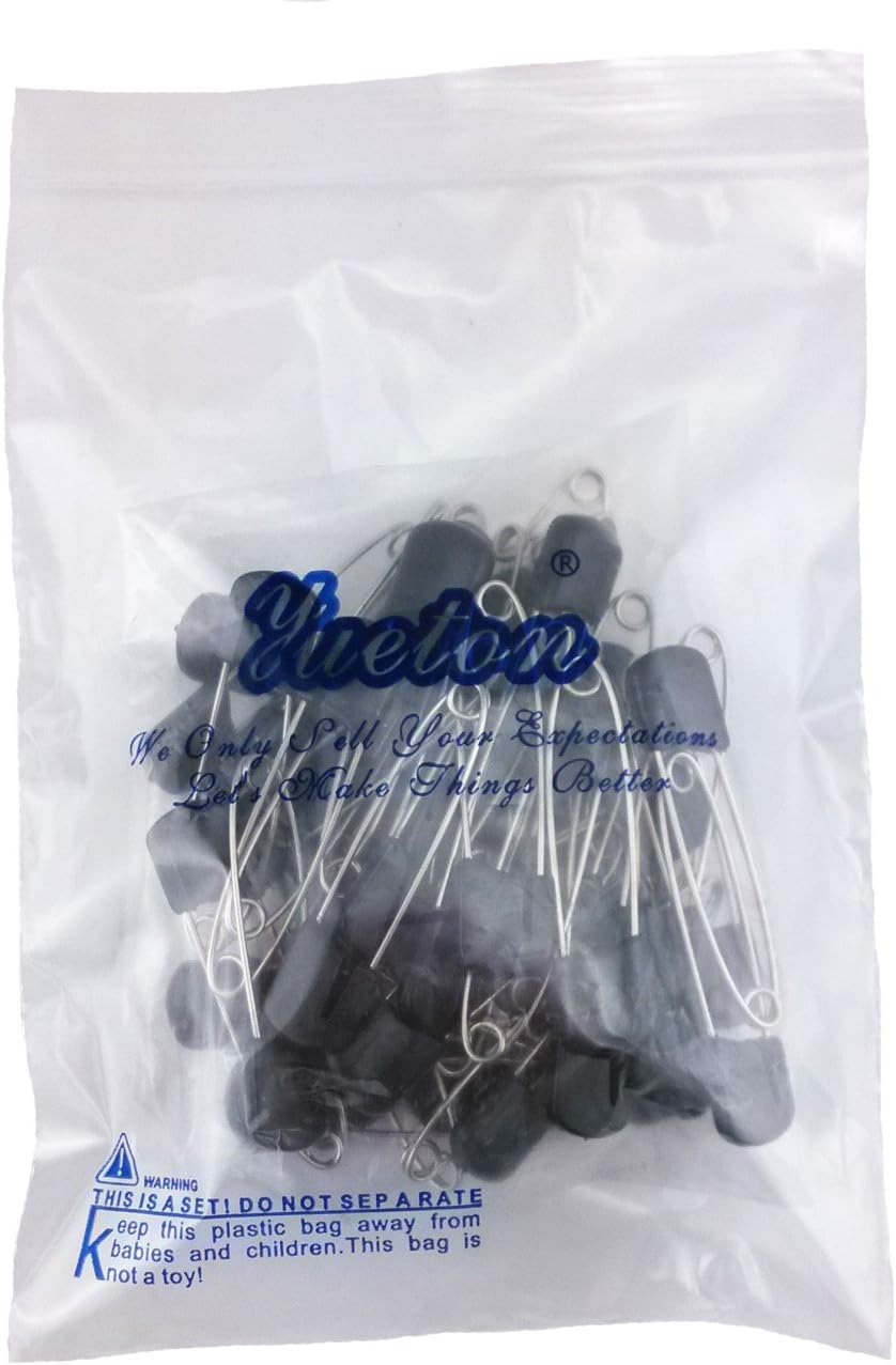 yueton 50pcs Black Plastic Head Baby Safety Pins Safety Locking Baby Cloth Diaper Nappy Pins : Baby