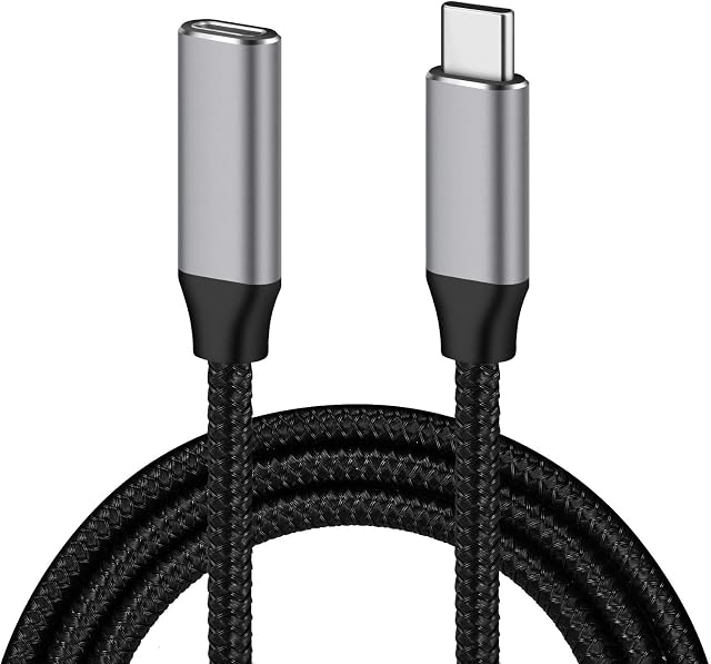 UNOOE USB C Extension Cable 2m Braided Type C Lead Male to Female Extension Cord (10Gpbs) Thunderbolt 3 Charging/Data Sync/Video Audio Transfer Compatible for Macbook Pro Ninten S-witch