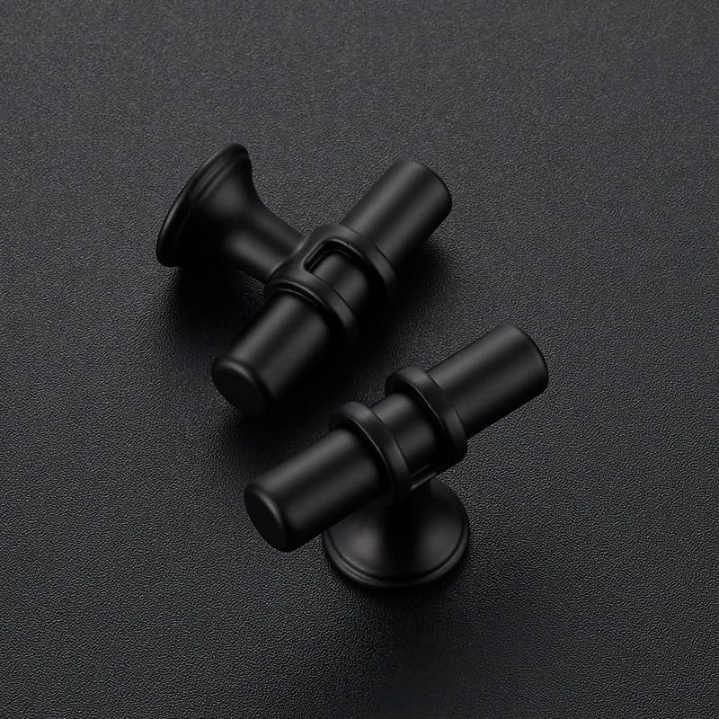 Image of Ravinte 15 Pack Single Hole Cabinet Pulls Kitchen Cupboard Handles with Round Base Matte Black Drawer Pulls Cabinet Handles 2 inch Length