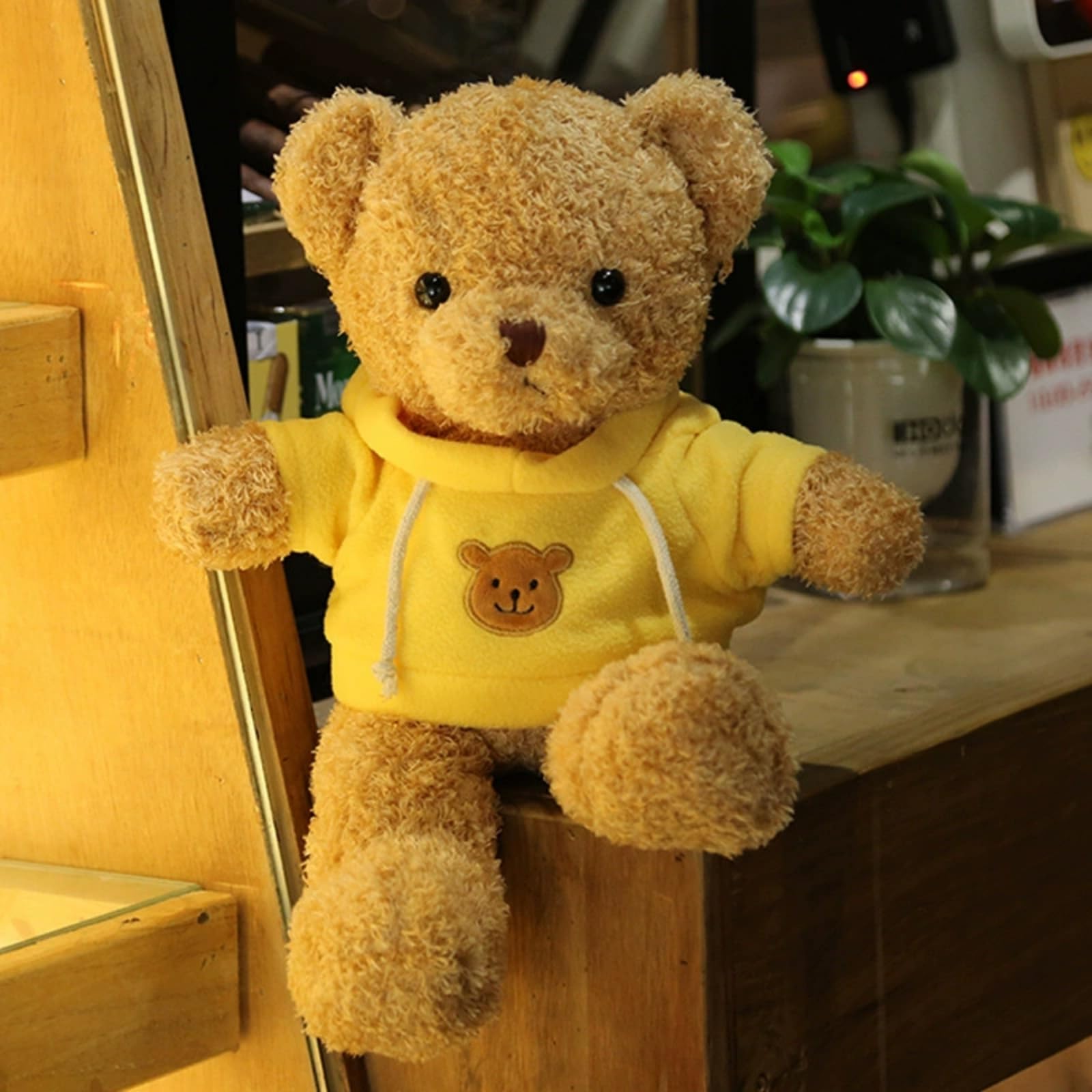 Teddybär Weiches Fell Teddybär mit Kapuze Tatzendruck Plüschtier Kuscheltier Stofftier Geschenk (100CM)