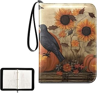 Halloween Crow Pumpkin Waterproof Trading Card Binder,400-Pocket Trading Album Display Holder,Display Case with Card Sleeves Set for Soccer Card,Gaming Cards,and Other TCG 2011808