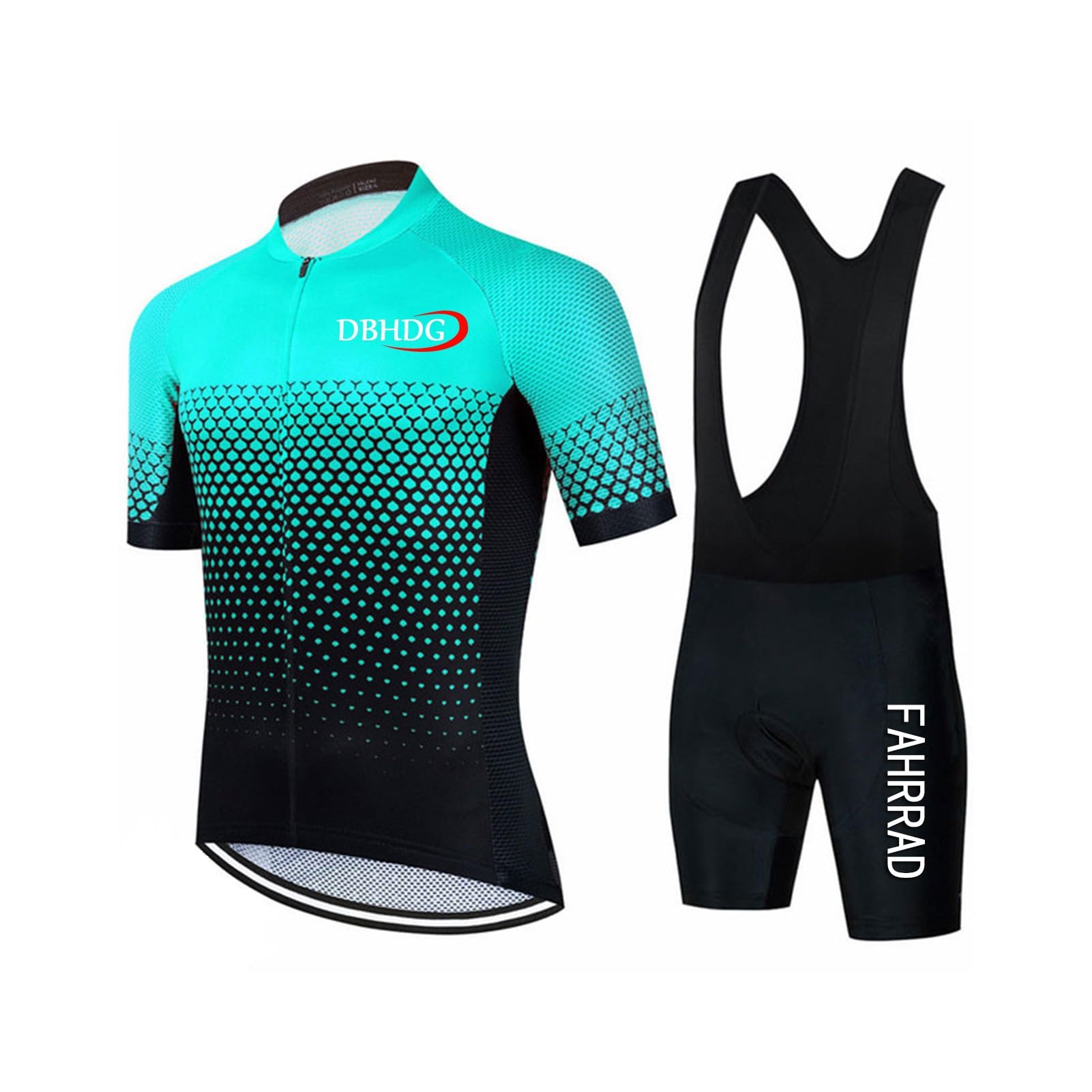 KAISUN Abbigliamento Ciclismo Set Uomini Maglia Ciclismo Manica Corta Estivo con Pantaloni Ciclismo Salopette Asciugatura Rapida per MTB Ciclista (Color : Typ-1, Size : Large)