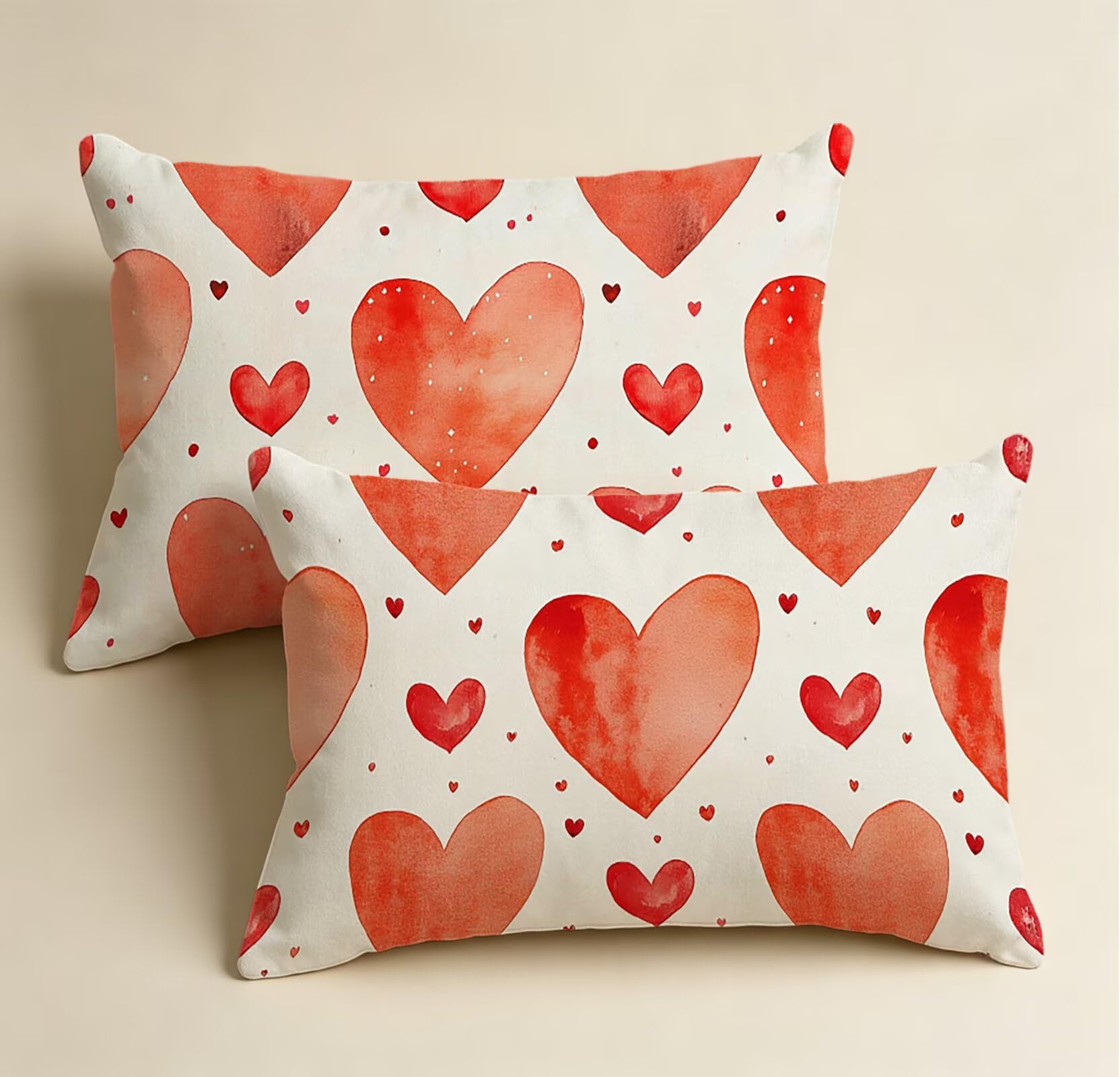 Rot Kissenbezug 60x80 Liebe Kopfkissenbezug 2er Set,Wohnaccessoires & Deko,Weich und Atmungsaktiv Samt Stoff mit Verstecktem Reißverschluss für Bett Sofa Kissen Dekokissen-86379