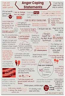 BMtyDG Anger Management Phrases And Emotion Management Affirmations for Coping Skills Poster Canvas Poster Wall Art for Living Room Bedroom Decor Unframe 12x18inch